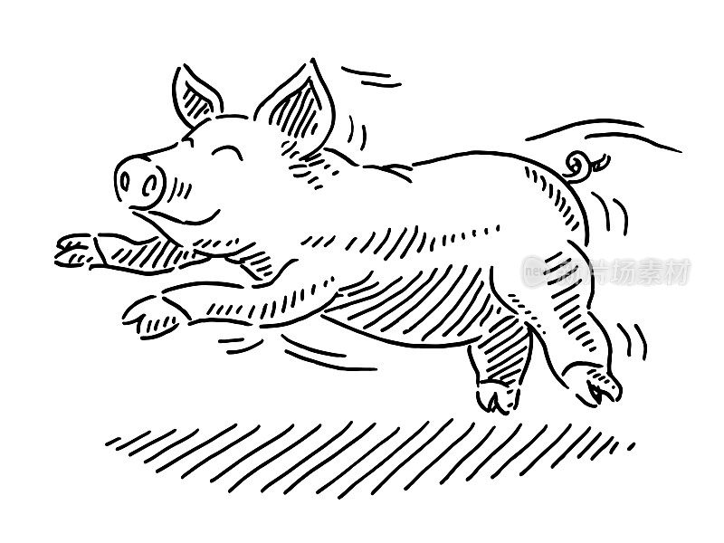 Joyful Cartoon Pig Drawing